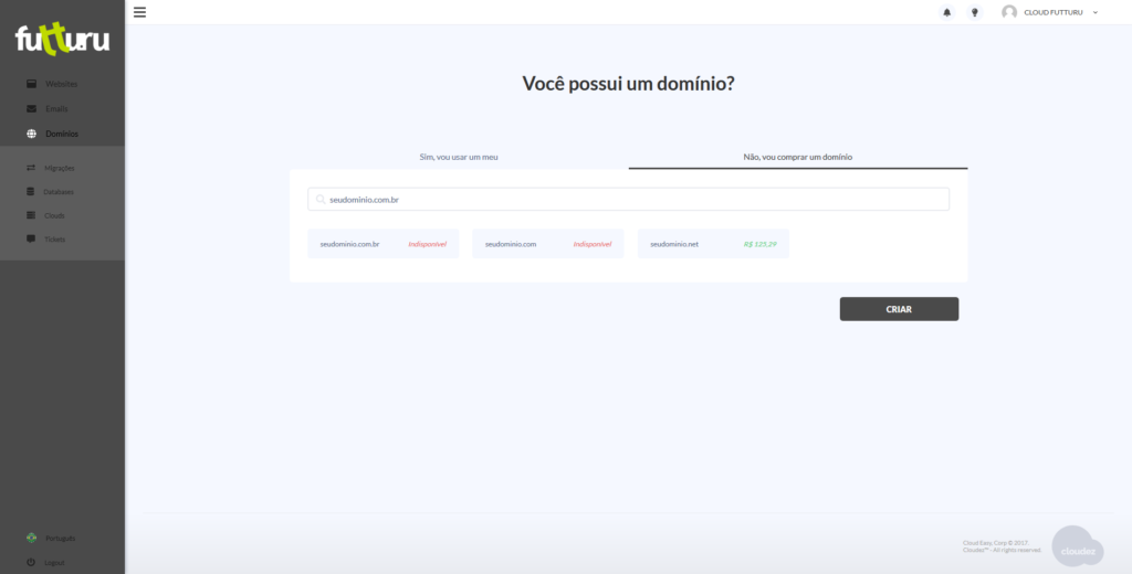 futturu.com.br screenshot 2020 10 01 dominios cloud futturu 2020 10 01 12 26 19