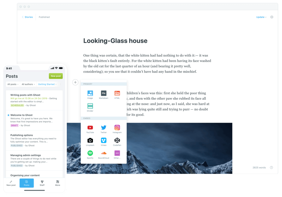 Ghost é a alternativa rápida e moderna do WordPress 2 Fantasma