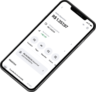 Tela inicial do aplicativo do Nubank aberta em um celular